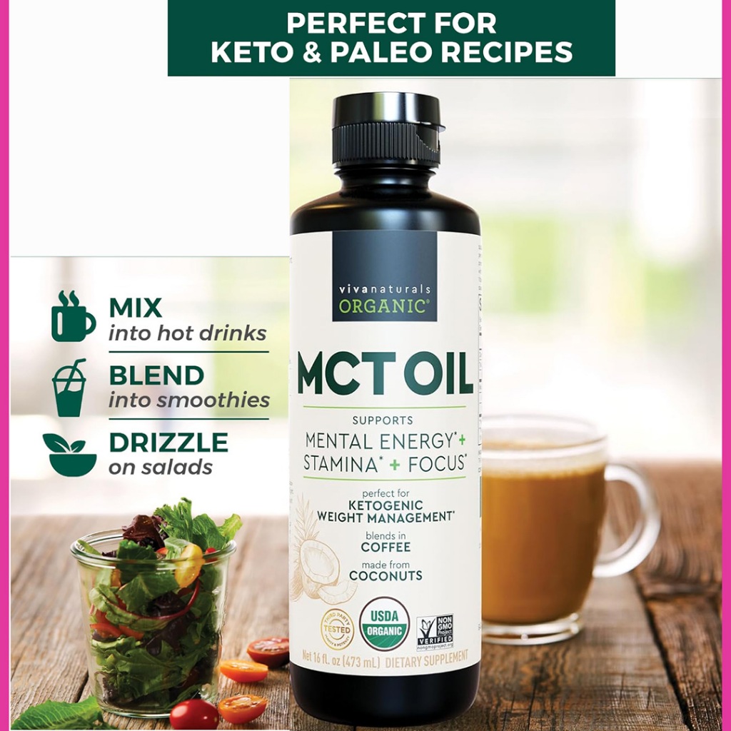 Dầu dừa MCT oil Sports Research, chuyển hóa chất béo, Medium chain Triglycerides, Nấu ăn làm bánh,dầu trộn. USA