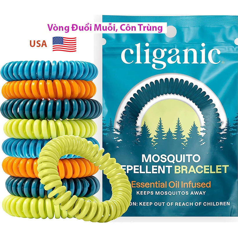 Vòng đuổi muỗi tinh dầu, đuổi côn trùng cho trẻ em và người lớn,Mosquito Repellent Bracelets hàng Mỹ